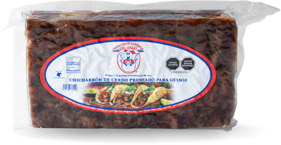 Chicharrón prensado en presentación de barra o cubo al vacio